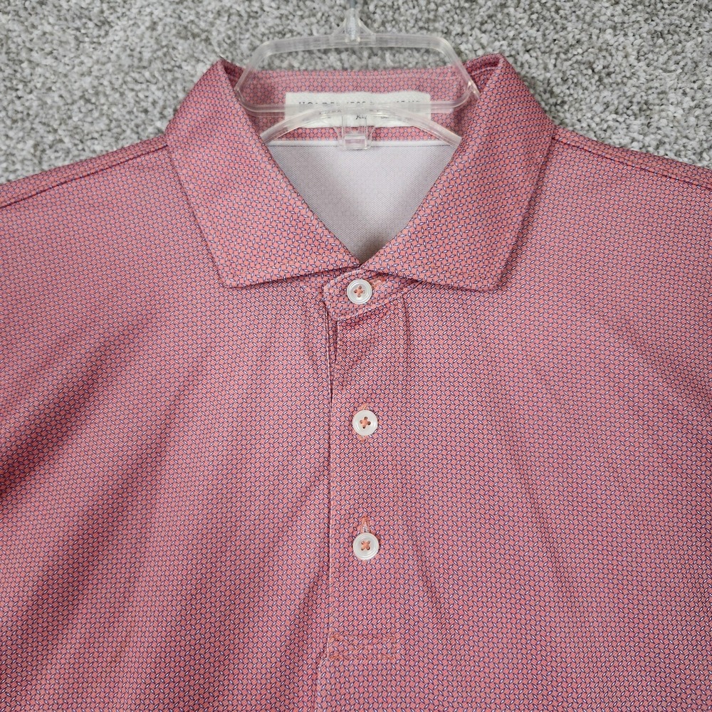 Holderness & Bourne Polo Shirt Mens XL Pink Geometric The Porter Golf Stretch